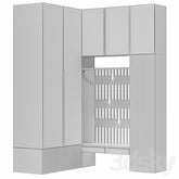 Trueliving 5 Door Corner Kids Brown wardrobes Laminated Finish & PU Finish 8Ft *2Ft *9Ft -2438.4MM X 609MM X 2743.2MM)